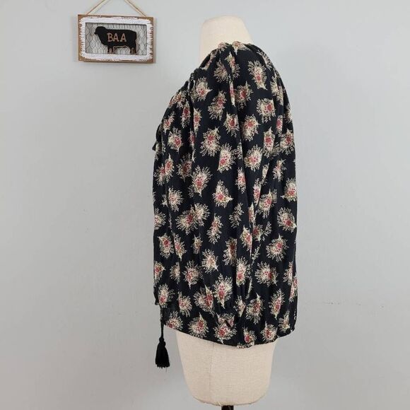 Ralph Lauren Denim & Supply Floral Boho Top Sz S Black Off Shoulder Pullover - Picture 4 of 9